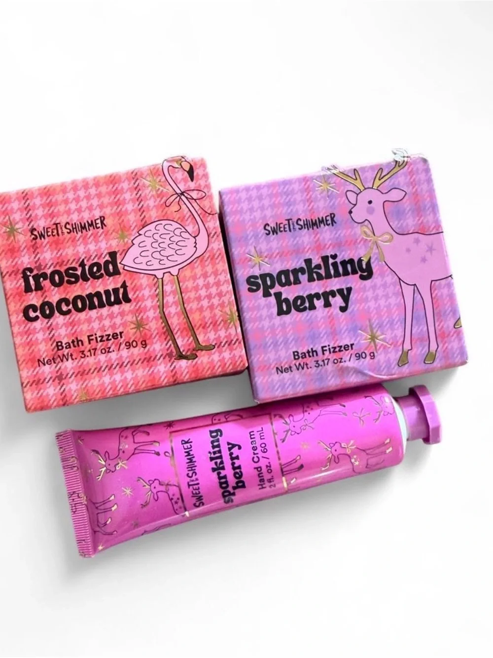 Sparkling Berry Bath Fizzer & Hand Cream Set - - Pink